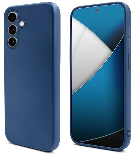 Moozy Lifestyle. Silicone Phone Case for Samsung galaxy S25, Liquid Silicone Lightweight Cover for samsung S25 5G with Matte Finish and Soft Microfiber Lining, Dark blue