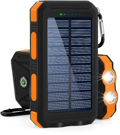Portable Solar Battery 40000mAh Solar Panel LED Flashlight Compass Dual USB for Camping Hiking