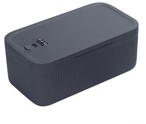 Petite boîte de rangement verrouillable avec code à combinaison, coffre-fort pour médicaments, prison téléphonique et boîte à goûter pour la maison, le réfrigérateur, le bureau ou les voyages (gris