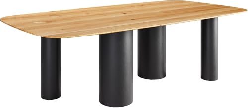 Esszimmertisch Edge Boot Eiche Natur 240x120x2,5-3 Pilier Metall Schwarz