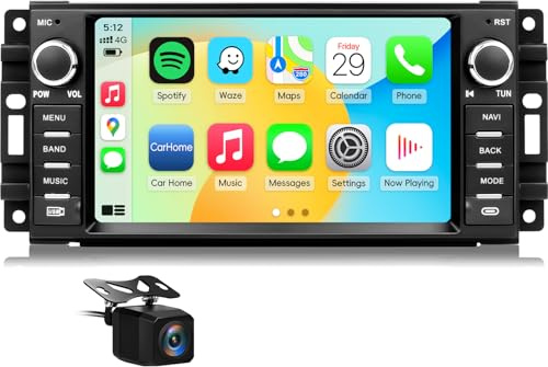 OHREX Car Stereo Radio Upgrade Replacement for Jeep Wrangler JK 2007-2018 Dodge Ram 1500 2009-2012 with CarPlay, Android Auto, Backup Camera