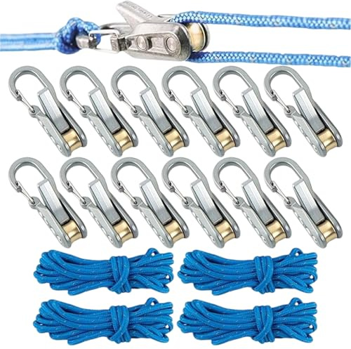 Rope Roller Cam Lock Tensioner – Rope Rollers for Para Cord,Cord and Roped Tightening Tool with Accessory Paracord&Carabiner Clip–Rapid Adjuster for Outdoor Camping,Hiking,Boat&Stationary Use