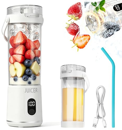 SPOKKI 600ML Portable Blender for Smoothies & Shakes, Cordless Personal Mini Blender with Digital Display, USB Rechargeable, Leakproof Lid with Sip Spout & BPA Free, for Home, Gym, Travel, Office