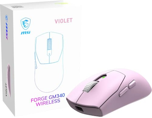 MSI Forge GM340 Kabellose Gaming-Maus, kabellos/kabelgebunden, 12000 DPI, 1000 Hz Abfragerate, symmetrisches Design, 50+ Millionen Klicks, 6 Tasten, Akkulaufzeit 82 Stunden, Latenz 1 ms, 57 g