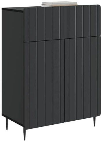 vidaXL Sideboard Schwarz 66 x 34,5 x 92 cm Holzwerkstoff, Vielseitige rechteckige Aufbewahrung, moderner Sideboard für Wohnzimmer, stylische Kabinett für Essensbedarf