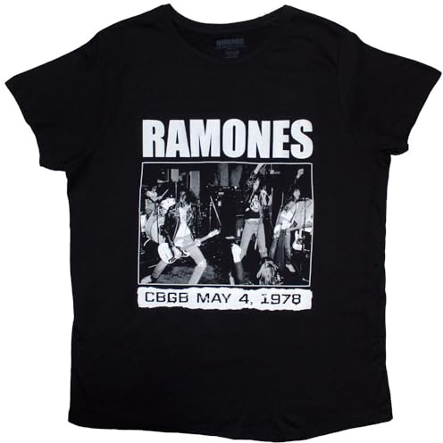 Ramones T Shirt CBGB 1978 Band Logo Nue offiziell Damen Skinny Fit Schwarz