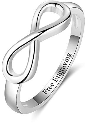Free Engraving 925 Sterling Silver Infinity Knot BFF Friendship Rings For Women Personalized Best Friends Rings Engagement Wedding Bands (59 (18.8))