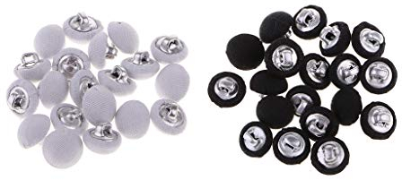 P Prettyia Schwarz Weiß Baumwollstoff Bezogen Knopf Craft Sewing Polster Packung Mit 40 Stü