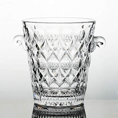 WYMESW Glas Klar Eiseimer Eisbehälter Getränke Kühler,Champagner Sektkühler,eiskübel,Isolierung Eiseimer Eisbehälter Mit EIS Zangen,Elegante Crystal Champagnerr Kühler Für Bar-c 14x15x9cm(6x6x4inch)