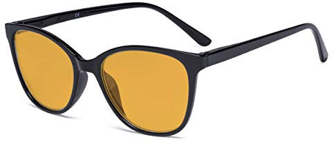 Eyekepper Oversized Blue Light Blocking Glasses - Cat Eye Design Computer Eyeglasses with Orange Tinted Filter Lens for Women Anti Screen Glare Blocking Digital UV Rays - Black