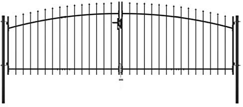 Tidyard Metall Gartentor Zauntor Hoftor Doppeltor Doppelflügeltor Einfahrtstor, mit 3 Schlüsseln, 400x150 cm Schwarz