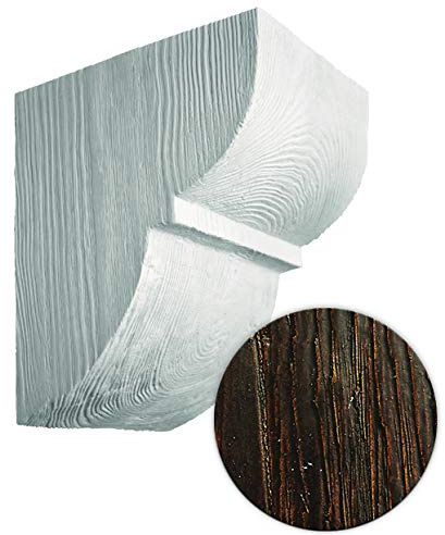 Eleni Wood - EW015 - Mensola per trave decorativa in finto legno, in poliuretano leggero e resistente, personalizzabile in 10 colori, fissaggio con colla. (Noce brennero 25)