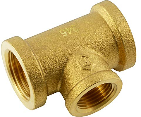Fittingteile - T-Stück Innengewinde reduzierter Abgang Druckluft Wasser Fittinge (Werkstoff: Messing - Gewinde: Rp 1 x Rp 1/2)
