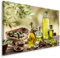 Muralo Leinwandbilder 70x50 Essen Gemüse Oliven Leinwand Wandbild Kunstdruck Olivenöl Blätter Flaschen Glas Schlafzimmer Wohnzimmer Wanddekoration Design XXL 767 Br. 70 cm x Hö. 50 cm