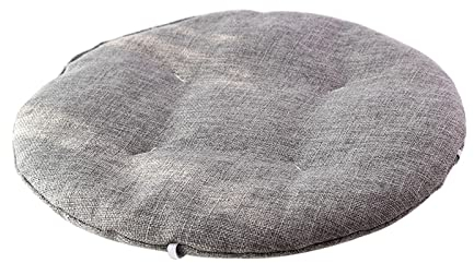 JLWM Sitzkissen Einfarbig Baumwolle Leinen-, Sitzauflage Dünn Stuhlkissen Mit Riemen Für Zuhause Küche Essensstuhl Schemel Runden-grau-Durchmesser-45cm