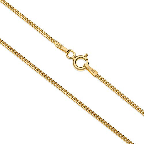 AKA Gioielli® - Cadena Barbada 1.3mm Plata De Ley 925 Oro 18k - Collar Mujer Hombre en Plata Dorada - Largos: 40 45 50 55 60 70 cm