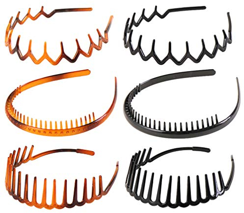 Beaupretty 6Pcs Stirnbänder Zig Zag Kunststoff Sharks Haar Kamm Stirnband Haarband Zubehör für Frauen Dame Mädchen