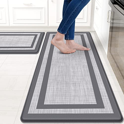 Mattitude 2 Alfombrillas de Cocina Acolchadas antifatiga, Antideslizantes, Impermeables, ergonómicas, cómodas, para Cocina, Suelo, Oficina, Fregadero, lavandería, Gris y Gris