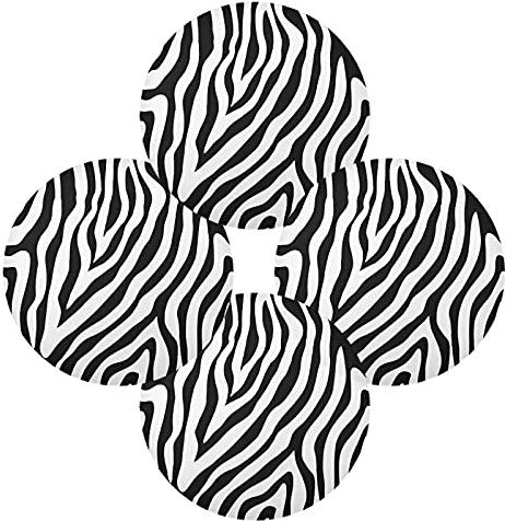 Black White Stripes Zebra Skin Animal Texture Set of 1 Table Placemat, Non-Slip Place Mats Protector Washable Plate Mat Holder, 15.4 Inches Round Desk Pad for Kitchen Dining