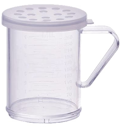 Winco PDG-10CXL, 10 Oz Plastic Dredge with Clear Snap-on Lid, Seasoning Sugar Spice Pepper Shaker with Extra Large Holes