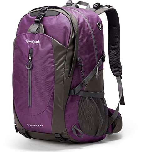 SPEEDPARK Wanderrucksack, 40 l, wasserdicht, Wanderrucksack, Tagesrucksack mit Regenschutz, Outdoor, Trekking, Reiserucksäcke für Herren und Damen, Lila, 40 l, Outdoor-Wandern, Purpur, 40L