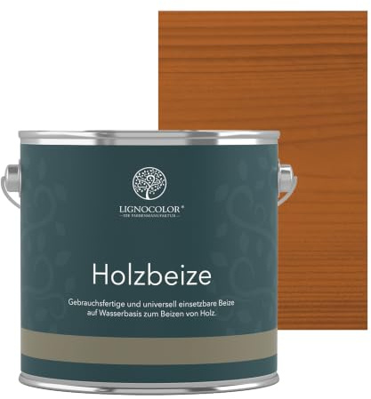 Lignocolor Holzbeize auf Wasserbasis 5 L (Teak) | Beize auf Wasserbasis zum Färben von Möbeln & Holz im Innenbereich – lichtecht und blutet nicht in den Lack.