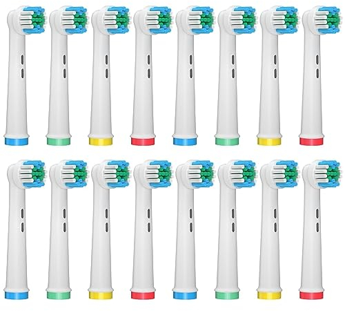 AnjoCare Ersatzbürstenköpfe für Oral B, 16 Pack Zahnbürste Ersatzköpfe, Wiederaufladbare Kompatibel Mit Pro1000/3000/5000/7000