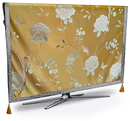 GSJNHY tv Abdeckung Luxus Fernseher Staubabdeckung Blume wetterfest staubfest Schutz Plasma-Fernsehgewebe-Tisch-Runner-Tuch-Kissenbezug (Color : A, Specification : 70inch)