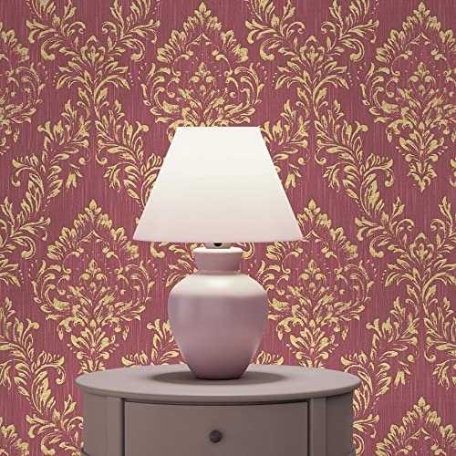 TADESSI 2180 Baroque Giulia M1-No.2180 Papier peint intisse Dore Rouge Ornement classique