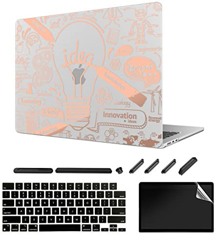 TeDaWen Frosted Case Suitable for New MacBook Air 13,6 inch (2022 Release Modell: A2681 M2 Chip), Frosted Protective Case & Keyboard Cover & Displayschutzfolie, Matt Gold Weiß W11