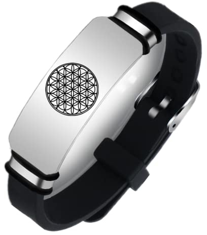 ForeverWill Blume des Lebens Buddhistisches Silikon Armband Armreif, Samen des Lebens Heilige Geometrie, Schmuck Geschenke für Meditation Schutz Heilung, Verstellbar, Schwarz