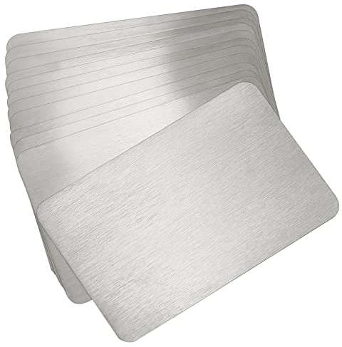 NBEADS 12 tarjetas de visita de metal, 8.5x5.5cm 0.4mm de grosor de acero inoxidable en blanco Tarjeta de nombre Grabada con láser Tarjeta de visita para clientes de oficina en casa Tarjetas de regalo