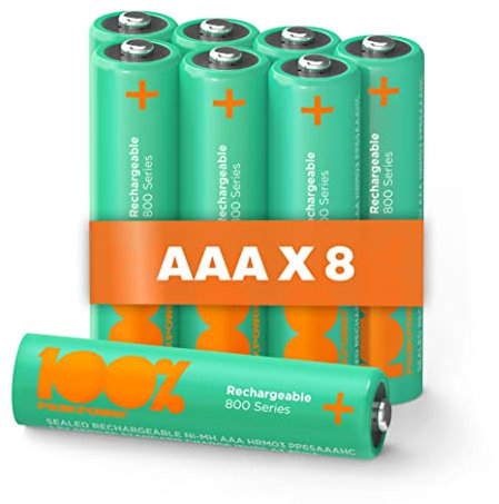 Rechargeable Batteries AAA Ni-MH 650 mAh Pre-charged - Pack of 8 by 100% PeakPower