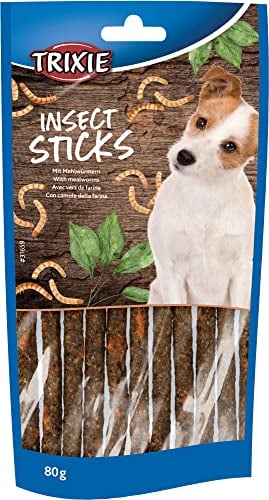 TRIXIE Hundeleckerli Insekten Snack Sticks mit Mehlwürmern 80g – Glutenfreie premium Leckerlis für Hunde - ohne Getreide & Zucker, schmackhafte Belohnung für Training & zuhause - 31659