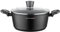 FLORINA Pentola in alluminio (4 l) diametro 24 cm con coperchio in vetro – antiaderente pentola a induzione – ovale ideale per fornelli a induzione, fornelli a gas e fornelli elettrici (nero)