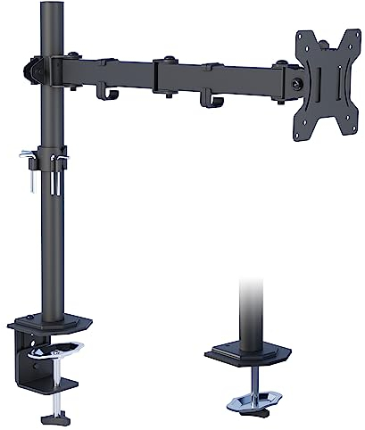 BONTEC Supporto Monitor da Scrivania - Braccio Regolabile per Monitor da 13-32 Pollici, Capacità fino a 9 kg, Rotazione a 360°, Inclinazione e Altezza Regolabili, Montaggio VESA 75/100