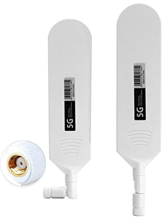 Vecys 4G LTE Antenne RP SMA Männlicher Stecker 12dBi 4G/5G hohe Verstärkung Omnidirektionale Klebestift Antenne 600-6000Mhz(Weiß,2 PCS)