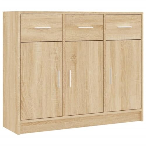 vidaXL Aparador de Madera de ingeniería Color Roble Sonoma 91x28x75 cm, Armario de almacenaje, Mueble aparador, Mueble de almacenaje de Cocina, bufé