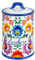 Baroni Home Barattolo Zucchero Decorato in Ceramica con Coperchio Ermetico, Accessorio da Cucina Colorato Resistente, Linea Flora, 11x11x17 cm