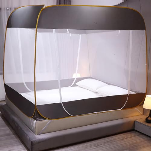 HAZARA Faltbares Bett Moskitonetz, Tragbares Reise-Moskitonetz, Pop Up Moskito-Campingzelt für Schlafzimmer Outdoor Camping, Einfache Installation, Feinmaschig,Grau,200 * 220cm