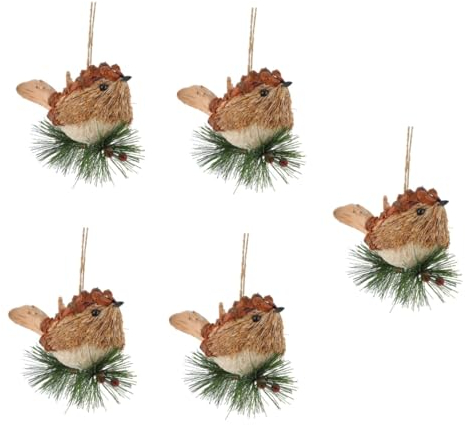 PRETYZOOM 5 STK Stroh-Vogel-Charme Künstliche Vögel Basteln Tierfiguren Vogel Lebensecht Gewebter Vogel Rustikales Baumhandwerk Christbaumanhänger Tier Strohhalm Aus Holz Der Vogel Abgeben