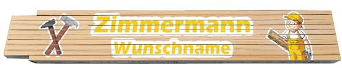 2m Zollstock - Zimmermann - mit Wunschname - Text - Spruch - individuell personalisiert - Glieder-Maßstab - Meterstab bedruckt - für Männer Opa Papa Vatertag Wunschtext Weihnachten Baustelle