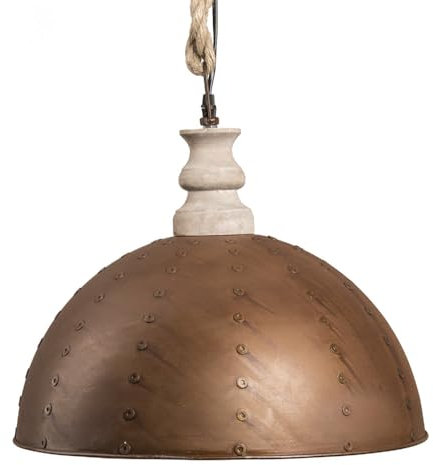 Grafelstein Hängelampe Copper, braun aus Metall und Holz Hängeleuchte rostoptik Industrial