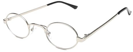 budiniao Retro Herren Winzige ovale Metallbrille Leichter Rahmen mit UV Schutz für modische Vintage Brillen PC, Silber