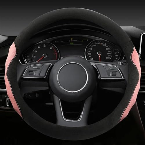Wildleder Kuh Leder Sport Auto Lenkrad Abdeckung Nicht-Slip Zubehör Für Audi A1 8X A2 A3 Q3 Q5 Q2 A4 A5 A6 Für Avant (Color : Pink O Type)