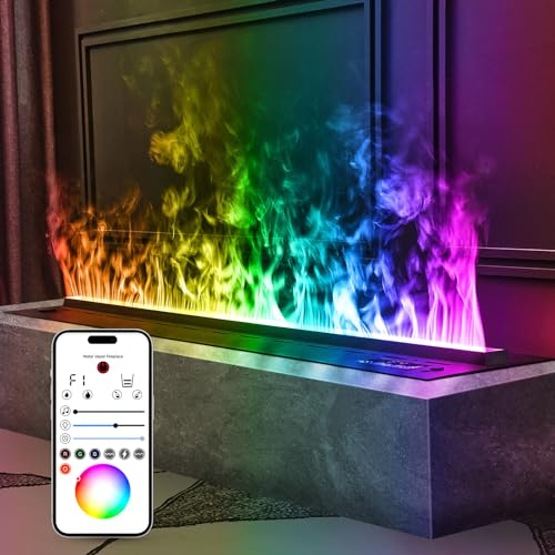 Mexhom Wasserdampf-Kamin, APP-Fernbedienung intelligentes elektrisches Feuer, mehrere Flammenfarben elektrischer Kamin, 80cm