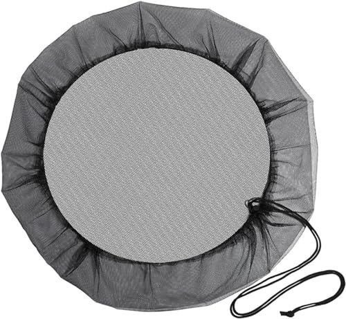 Schwarzer Regenschutz, Regenwassertonnen-Schmutz, Filter für Regentonne, Regenwassersammlung, Eimernetzabdeckung mit verstellbarem Kordelzug zur Vermeidung von Mücken, Blättern, Schmutz, Regenzubehör