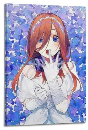 HCLJY Anime-Poster Miku Nakano, dekoratives Gemälde, Leinwand, Wandposter und Kunstdruck, moderne Familienschlafzimmer-Dekoration, Poster, 60 x 90 cm
