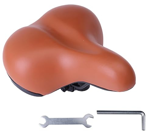Ergonomisch Fahrradsattel für Damen Herren Bequemer Fahrradsattel Breiter Weicher Leder Fahrrad Sattel extra breit mit Federung weicher Fahrradsattel für Damen und Herren (Braun)