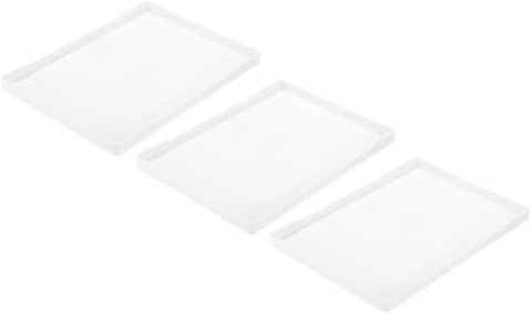 QUARKZMAN 3pz Vassoio di Servizio Piccolo Bianco Mini Vassoio 7 x 10 Vassoi da Portata Rettangolari in Plastica in Legno Piatto Decorativo Ottomano per Colazione Cucina